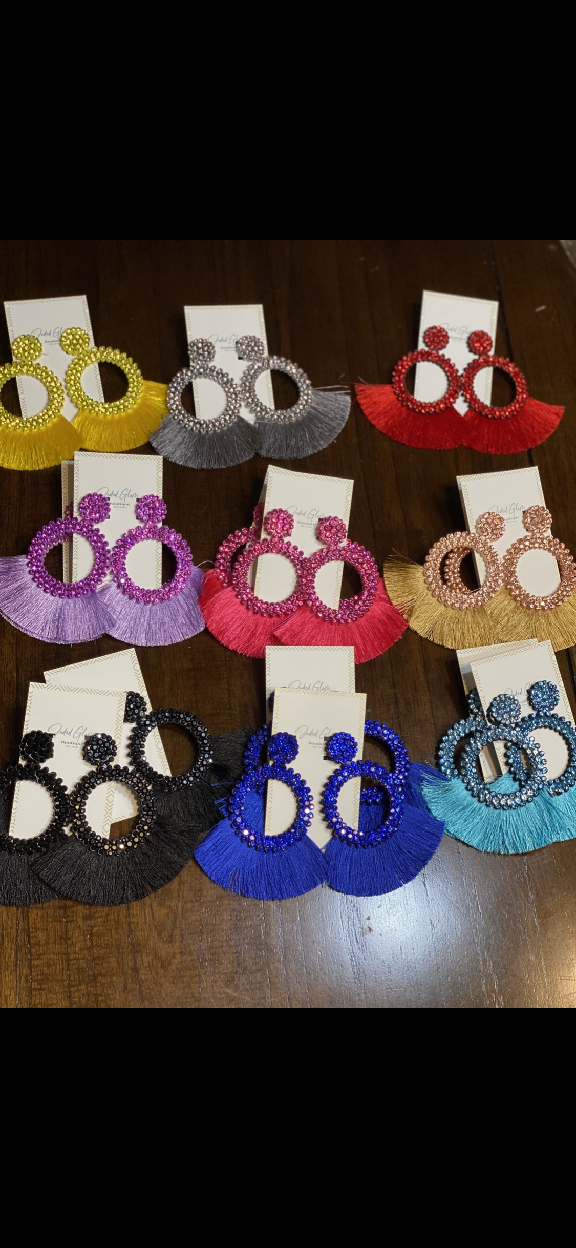 Sassy - Fringed Rhinestone Hoops