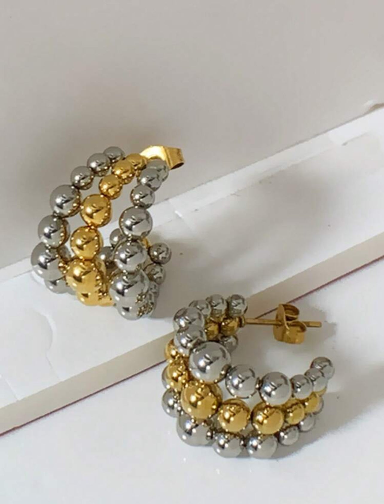 Mixed Metals Beaded Earrings