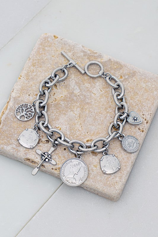 Brenda Coin And Cross Charm Bracelet