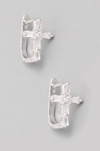 Precious-Sterling Silver Cross Earrings