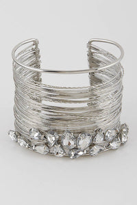 Regena Cubic Stone Silver Cuff Bracelet
