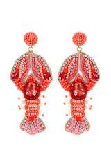 Cora - Beaded Lobster Earrings