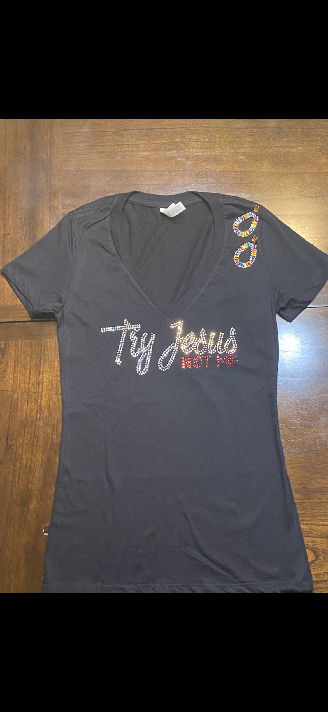 Try Jesus Black Bling T-Shirt