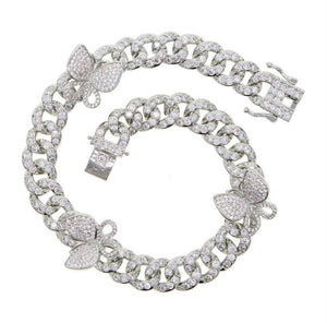 Butterfly Cuban Link Ankle Bracelet