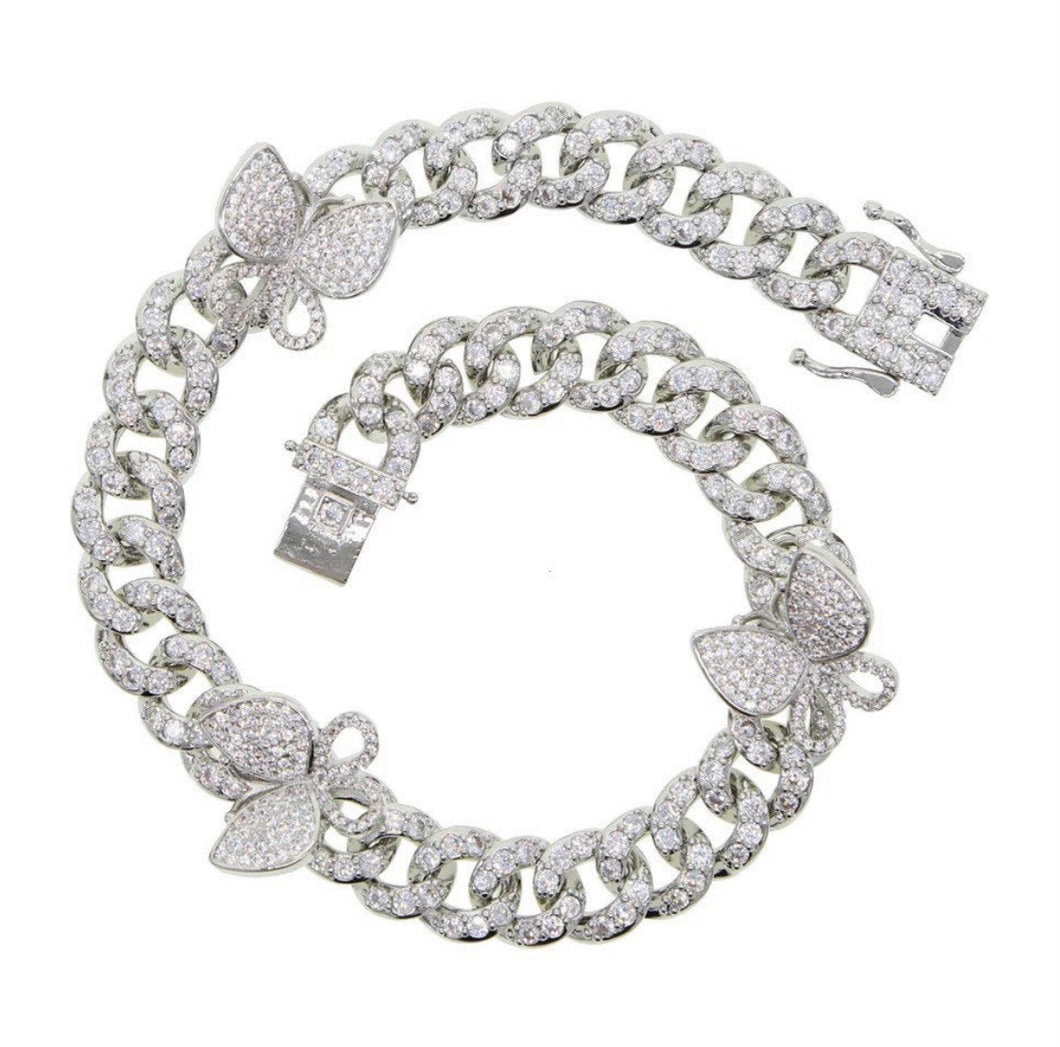 Butterfly Cuban Link Ankle Bracelet