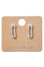 Silver Safety Pin Stud Earrings